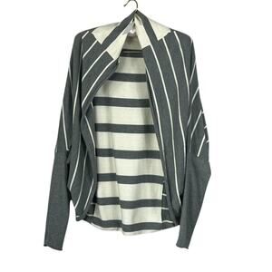 Ann Taylor Loft Lounge Open Front Cardigan Sweater Women's Size M Grey White